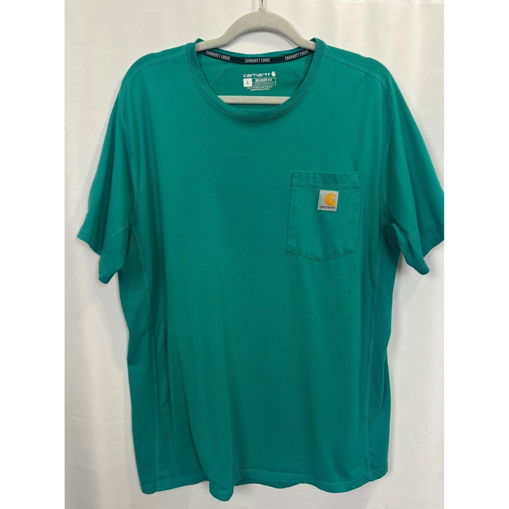 Carhartt Force Relaxed Fit Pocket T-Shirt Mens Large Teal Green TK4616-M